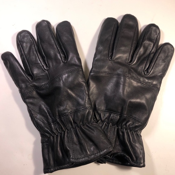Other - Mens Black Leather Winter Gloves